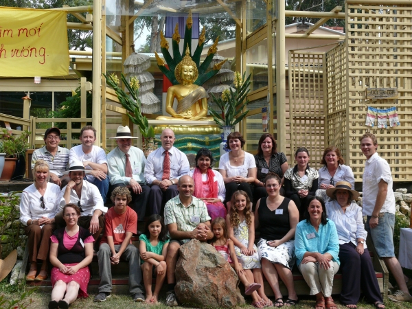 Members, Office Bearers and Friends of the Buddhist Discussion Centre (Upwey) Ltd. Sunday 20 February 2010. Pictured in front of the Buddha Rupa on the Golden Pavilion.